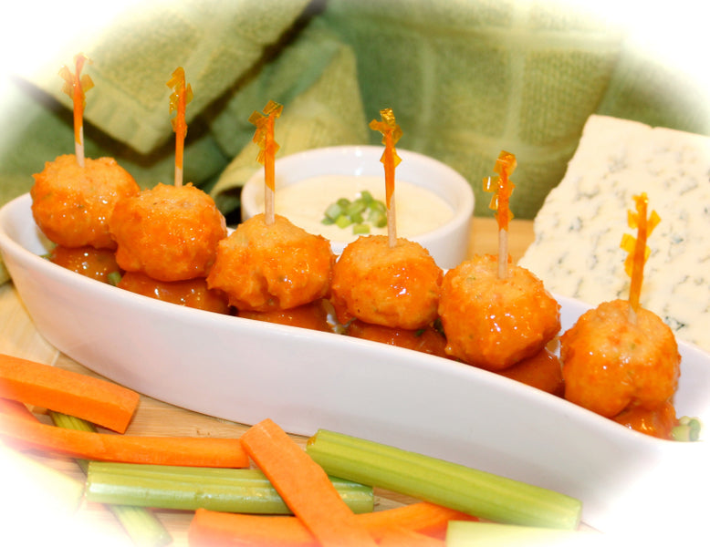 ~ Sweet-&-Savory-Glazed Buffalo-Chicken Meatballs ~