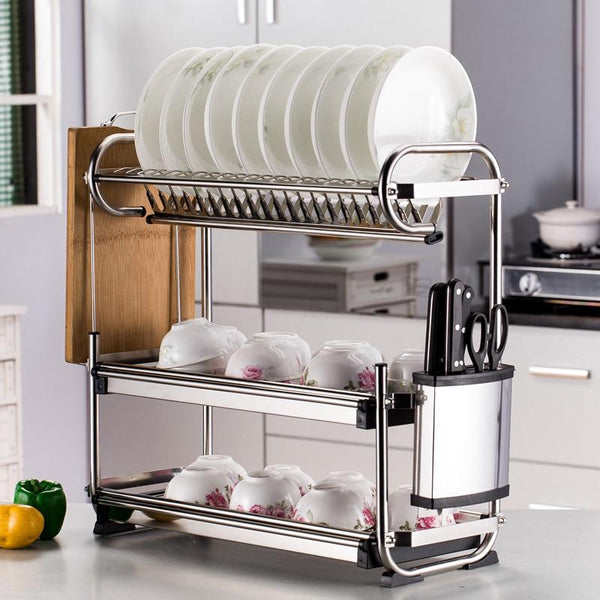 Kitchen Stainless Steel Rack Tableware Organizer