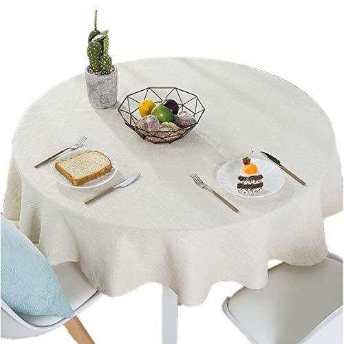 Bettery Home Cotton Linen Solid Color Tablecloth Round Simple Style Table Cover for Kitchen Dining Tabletop Linen Decor (Off White, Round – 48 Inch)