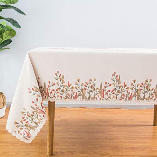 Wewoch Tablecloth Rectangle Table Cloth Cotton Linen Washable Floral Waterproof Table Cover for Kitchen Dinning Party