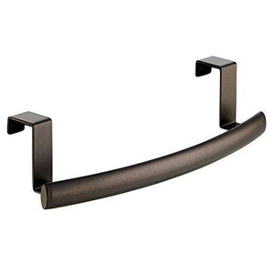 New mdesign modern metal kitchen storage over cabinet curved towel bar hang on inside or outside of doors organize and hang hand dish and tea towels 9 7 wide 2 pack bronze