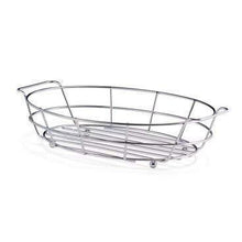Load image into Gallery viewer, Buy oval metal wire bread box fruit basket for baguette sourdough food pantry basket kitchen storage and counter display restaurant quality metal basket with linen material insert