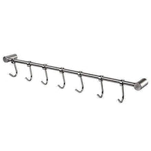 Load image into Gallery viewer, Top rated urevised kitchen rail rack wall mounted utensil hanging rack stainless steel hanger hooks for kitchen tools pot towel sliding hooks