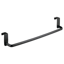 Load image into Gallery viewer, New mdesign kitchen storage over cabinet curved steel towel bar hang on inside or outside of doors for organizing and hanging hand dish and tea towels 14 wide pack of 2 matte black finish