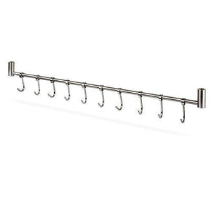 Budget squelo kitchen rail rack wall mounted utensil hanging rack stainless steel hanger hooks for kitchen tools pot towel