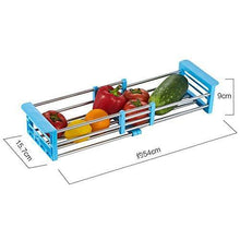 Load image into Gallery viewer, On amazon yan junau kitchen racks stainless steel retractable sink drain rack dish rack kitchen supplies color blue