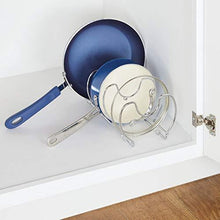 Load image into Gallery viewer, Get mallize metal wire pot pan organizer rack for kitchen cabinet pantry shelves 6 slots for vertical or horizontal storage of skillets frying or sauce pans lids baking stones