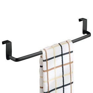 Latest mdesign kitchen storage over cabinet curved steel towel bar hang on inside or outside of doors for organizing and hanging hand dish and tea towels 14 wide pack of 2 matte black finish
