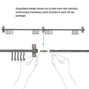 Top rated adtwixt stainless steel gourmet kitchen wall rail with 10 large s hooks 1