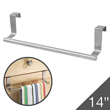 Load image into Gallery viewer, Best seller  over cabinet towel bar with hooks 14 brushed stainless steel towel rack for bathroom and kitchen with 22 lbs maximum load