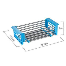Load image into Gallery viewer, New yan junau kitchen racks stainless steel retractable sink drain rack dish rack kitchen supplies color blue
