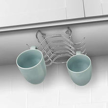 Load image into Gallery viewer, Save blikke decorative kitchen mounted under cabinet or or over the shelf rack holder for hanging coffee mugs and tea cups 10 x 8 5 x 3 inches chrome
