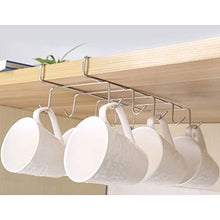 Load image into Gallery viewer, On amazon wellobox coffee mug holder under cabinet cup hanger rack stainless steel hooks cup rack under shelf for bar kitchen storage fit for the cabinet