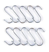 Load image into Gallery viewer, Amazon best prudance small round s shaped stainless steel hanging hooks set with 10 hooks ideal for pots pans spoons other kitchen essentials perfect for clothing