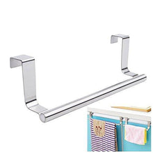 Load image into Gallery viewer, Heavy duty mziart modern towel bar with hooks for bathroom and kitchen brushed stainless steel towel hanger over cabinet 9 inch