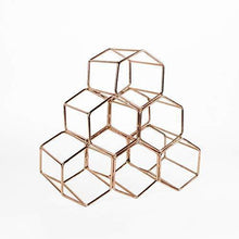 Load image into Gallery viewer, Heavy duty koyal wholesale modern metal copper geometric wine rack 12 5 inches 6 bottle wine glass rack stand table top countertop wine rack wine glass holder hexagon iron wine stand for kitchen and bar