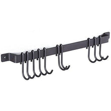 Load image into Gallery viewer, Products wallniture gourmet kitchen rail with 10 hooks wall mounted wrought iron hanging utensil holder rack with black 17 inch
