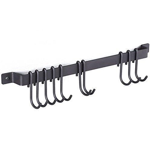 Products wallniture gourmet kitchen rail with 10 hooks wall mounted wrought iron hanging utensil holder rack with black 17 inch