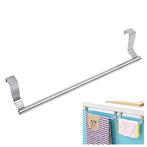 Products kozanay towel bar with hooks for bathroom and kitchen brushed stainless steel towel hanger over cabinet door