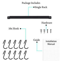 Load image into Gallery viewer, Save on wallniture gourmet kitchen rail with 10 hooks wall mounted wrought iron hanging utensil holder rack with black 17 inch