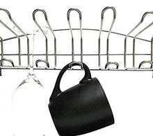 Load image into Gallery viewer, Buy now 3 tier mug organizer rack with drainer tray 12 hooks for drying wine glasses coffee mugs tea cups space saving storage holder for kitchen cabinet counter tabletop stainless steel plastic