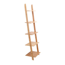 Load image into Gallery viewer, Save on exilot natural bamboo ladder shelf 5 tier wall leaning bookshelf ladder bookcase storage display shelves for living room kitchen office multi functional plant flower stand shelf