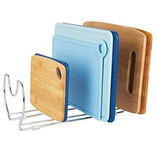 Load image into Gallery viewer, Heavy duty mallize metal wire pot pan organizer rack for kitchen cabinet pantry shelves 6 slots for vertical or horizontal storage of skillets frying or sauce pans lids baking stones
