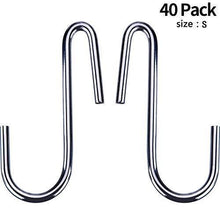 Load image into Gallery viewer, Latest 40 pack heavy duty s hooks stainless steel s shaped hooks hanging hangers for kitchenware spoons pans pots utensils clothes bags towers tools plants silver