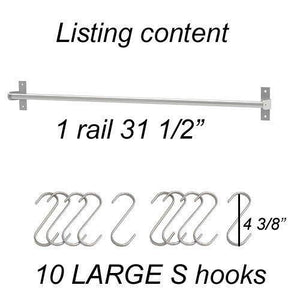 Kitchen fasthomegoods stainless steel gourmet kitchen wall rail with 10 large s hooks