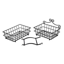 Load image into Gallery viewer, Selection linkfu 2 tier fruit bread basket removable screwless metal storage basket rack for snack bread fruit vegetables counter table kitchen and home black