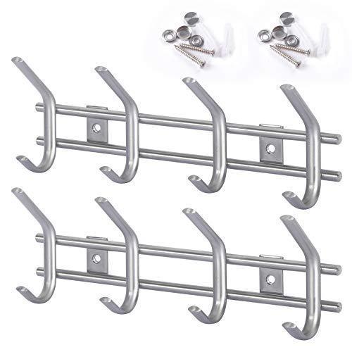 Home protasm wall mounted coat hooks stainless steel heavy duty wall hooks rail robe hook rack for bathroom kitchen entryway closet