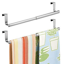 Load image into Gallery viewer, Try binovery adjustable expandable kitchen over cabinet towel bar hang on inside or outside of doors storage for hand dish tea towels 9 25 to 17 wide 2 pack brushed stainless steel
