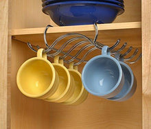 Load image into Gallery viewer, Results blikke decorative kitchen mounted under cabinet or or over the shelf rack holder for hanging coffee mugs and tea cups 10 x 8 5 x 3 inches chrome