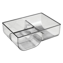 Load image into Gallery viewer, Products mdesign food storage container lid holder 3 compartment plastic organizer bin for organization in kitchen cabinets cupboards pantry shelves 2 pack smoke gray