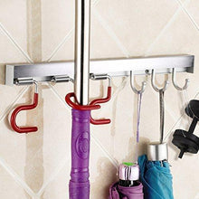 Load image into Gallery viewer, Best itafusa mop broom holder organizer 3 adjustable positions holder with 3 hooks wall mounted cleaning tools organizer space saver rags dusters rakes utility hooks holder for kitchen garage office