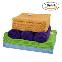 Load image into Gallery viewer, On amazon cleaning rags thmer 18 pcs microfiber cleaning cloths for kitchen car windows glass bathroom highly absorbent no fabric soft microfiber 12x16 inches