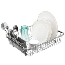Load image into Gallery viewer, Online shopping blitzlabs dish drying rack stainless steel with utensil holder adjustable handle drying basket storage organizer for kitchen over or in sink on countertop dish drainer grey