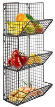 Load image into Gallery viewer, Get hanging fruit basket rustic shelves metal wire 3 tier wall mounted over the door organizer kitchen fruit produce bin rack bathroom towel baskets fruit stand produce storage rustic decor shabby chic