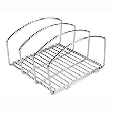 Load image into Gallery viewer, Buy now decoformax metal wire cookware organizer rack for kitchen cabinet pantry and shelves organizer holder with three slots for cookie trays muffin tins bread pans cutting boards