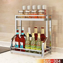 Load image into Gallery viewer, Discover the best spice rack organizer fresh household 2 tier spice jars bottle stand holder stainless steel kitchen organizer storage kitchen shelves rack