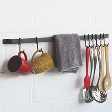 Load image into Gallery viewer, Order now wallniture kitchen rail organizer iron hanging utensils rack with hooks frosty black 30 inch