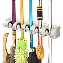 Load image into Gallery viewer, Save on titan mall broom and mop holder wall mount garage storage organizer with 5 slots and 6 hooks spatula rack for kitchen pack of 1