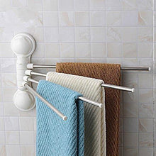 Load image into Gallery viewer, Storage organizer towel rack arricastle 4 bar towel rack with suction cup stainless steel swing towel rack hanger holder organize for bathroom and kitchen towel rack