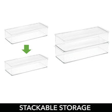 Load image into Gallery viewer, Amazon mdesign stackable kitchen pantry cabinet refrigerator food storage container bin attached lid organizer for packets snacks produce pasta bpa free food safe 8 pack clear