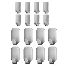 Load image into Gallery viewer, Latest adhesive hooks 16 pack 3m self adhesive wall hooks for key robe coat towel heavy duty stainless steel wall mount hooks for kitchen bathroom toilet