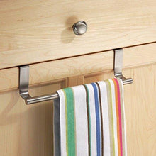 Load image into Gallery viewer, Latest mziart modern towel bar with hooks for bathroom and kitchen brushed stainless steel towel hanger over cabinet 9 inch