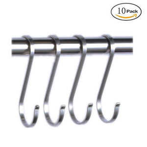 Online shopping 10 pcs s shape stainless steel hooks for kitchenware utensils clothes towels gardening tools extended wall mount tool holder