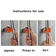 Load image into Gallery viewer, Products kkhouse 1pack heavy duty 304 stainless steel mop broom holder wall mount with hook gripper slot garden storage rack mop broom handle kitchen storage garage garden tools organizer 4position 5hooks
