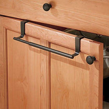 Load image into Gallery viewer, Shop mdesign adjustable expandable kitchen over cabinet towel bar rack hang on inside or outside of doors storage for hand dish tea towels 9 25 to 17 wide bronze