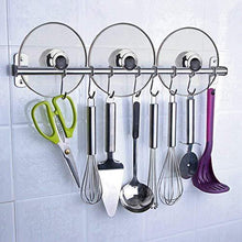 Load image into Gallery viewer, Featured tevizz kitchen utensil rack wall mounted hanger space saver stainless steel rack rail storage organizer kitchen tools for hanging knives spoon pot and pan with removable s hooks
